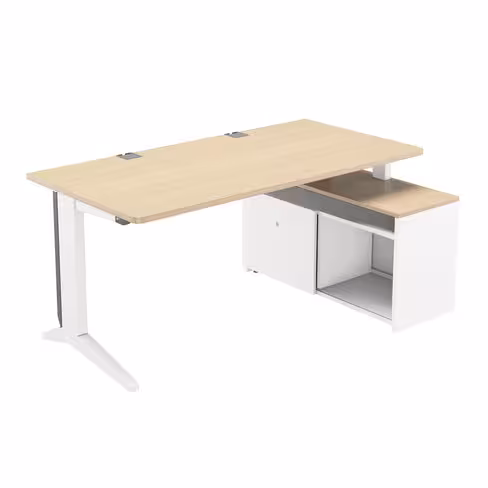 Bureau droit Fusion - l. 160 x pr. 80 cm + meuble de rangement l. 100 cm avec porte - pieds C