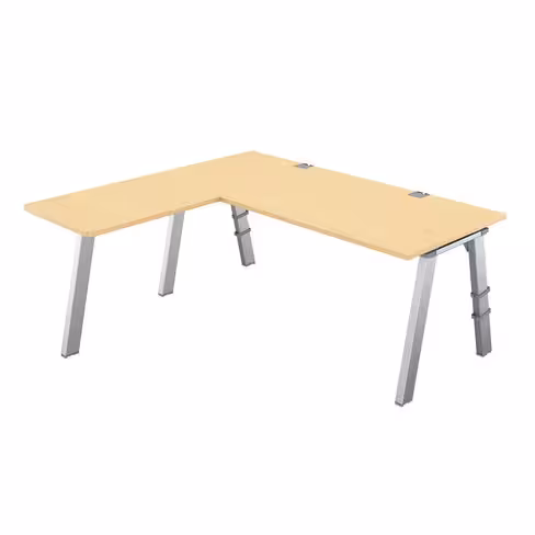 Bureau droit Fusion - l. 180 x pr. 80 cm + retour l. 80 x pr. 60 cm - 4 pieds
