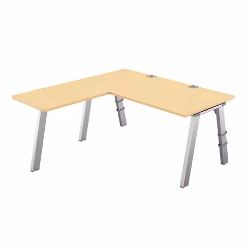 Bureau droit Fusion - l. 160 x pr. 80 cm + retour l. 80 x pr. 60 cm - 4 pieds