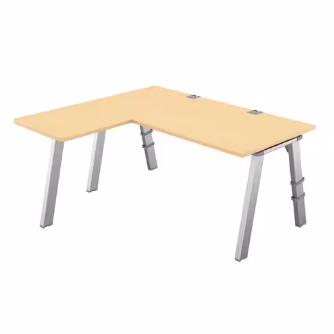 Bureau droit Fusion - l. 160 x pr. 80 cm + retour l. 60 x pr. 60 cm - 4 pieds