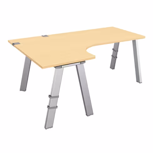 Bureau compact 90° asymétrique Fusion - l. 180 x l. 120 x pr. 80-66 cm - 4 pieds