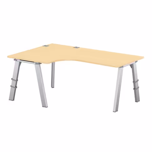Bureau compact 90° asymétrique Fusion - l. 180 x l. 120 x pr. 80-80 cm - 4 pieds