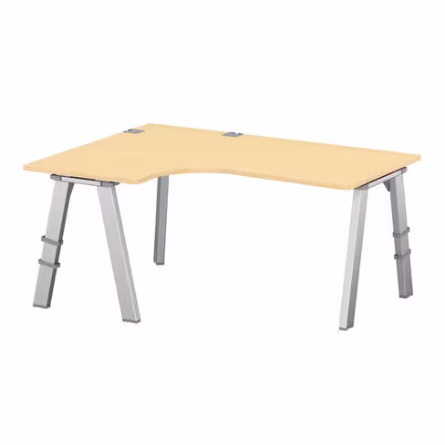 Bureau compact 90° asymétrique Fusion - l. 160 x l. 120 x pr. 80-66 cm - 4 pieds