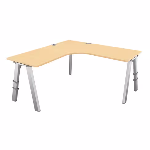 Bureau compact 90° symétrique Fusion - l. 160 x pr. 66 cm - 4 pieds