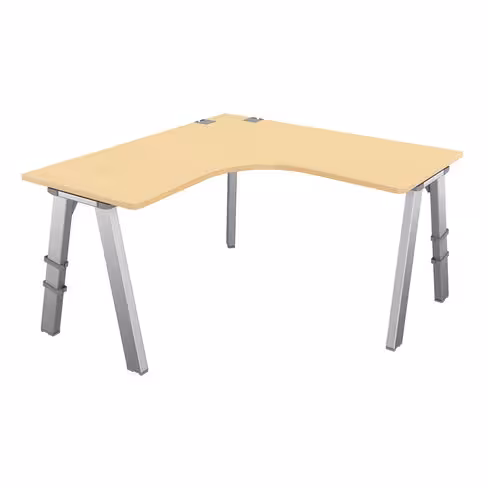 Bureau compact 90° symétrique Fusion - l. 140 x pr. 66 cm - 4 pieds