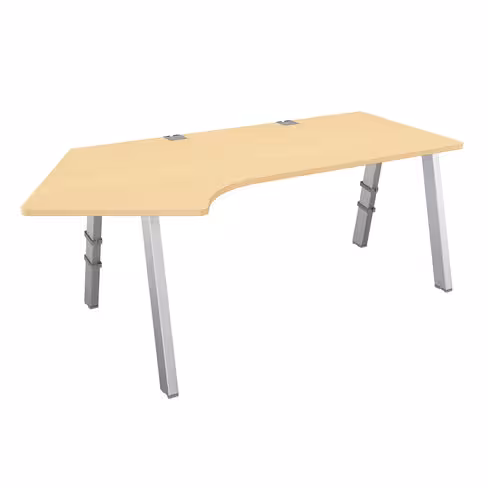 Bureau compact 120° asymétrique Fusion - l. 160 x l. 80 x pr. 80-66 cm - 4 pieds