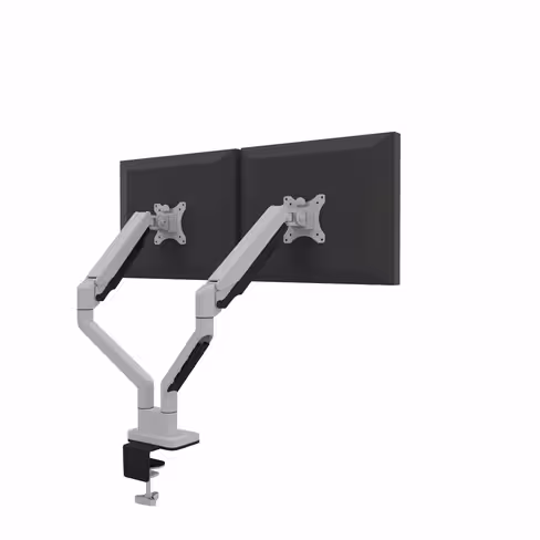 Bras support 2 écrans plats Fusion - fixation par pince - Platinium (Silver) SL - modèle FSMA intro