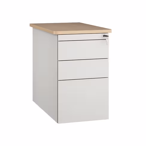Caisson hauteur bureau Fusion - 2 tiroirs plats + 1 tiroir dossiers suspendus - pr. 80 cm - façade métallique