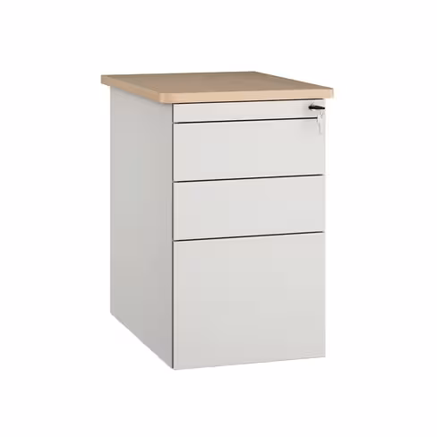 Caisson hauteur bureau Fusion - 2 tiroirs plats + 1 tiroir dossiers suspendus - pr. 66 cm - façade métallique