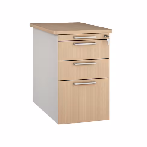 Caisson hauteur bureau Fusion - 2 tiroirs plats + 1 tiroir dossiers suspendus - pr. 80 cm - façade mélaminé