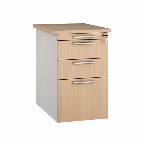 Caisson hauteur bureau Fusion - 2 tiroirs plats + 1 tiroir dossiers suspendus - pr. 66 cm - façade mélaminé