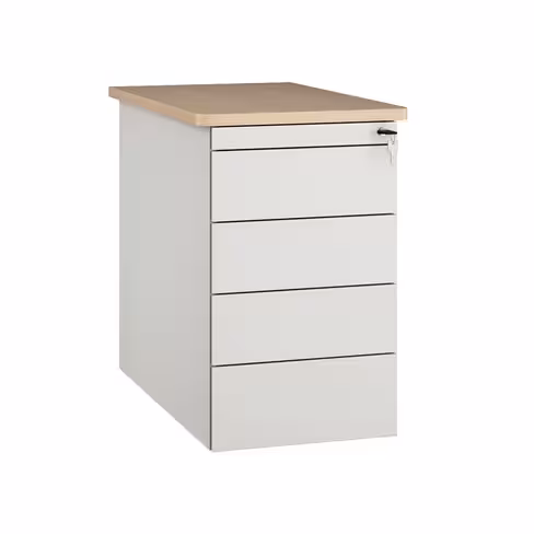 Caisson hauteur bureau Fusion - 4 tiroirs plats - pr. 80 cm - façade métallique