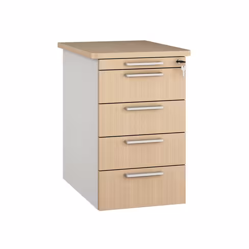 Caisson hauteur bureau Fusion - 4 tiroirs plats - pr. 66 cm - façade mélaminé