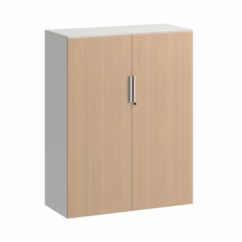 Armoire métallique mélaminé Fusion - h. 130 x l. 100 cm - 3 tablettes métal - portes battantes mélaminé