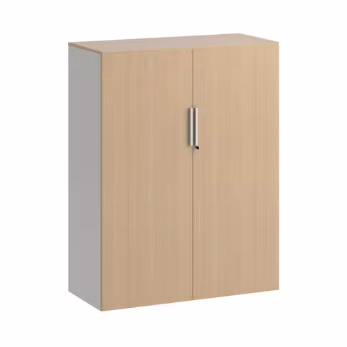 Armoire métallique mélaminé Fusion - h. 130 x l. 100 cm - 3 tablettes métal - portes battantes mélaminé - avec coiffe