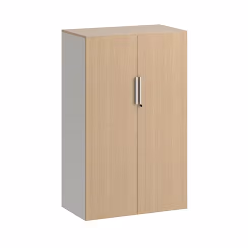 Armoire métallique mélaminé Fusion - h. 130 x l. 80 cm - 3 tablettes métal - portes battantes mélaminé - avec coiffe