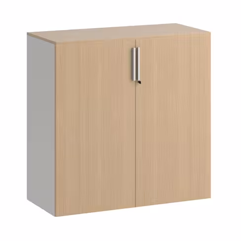 Armoire métallique mélaminé Fusion - h. 100 x l. 100 cm - 2 tablettes métal - portes battantes mélaminé - avec coiffe