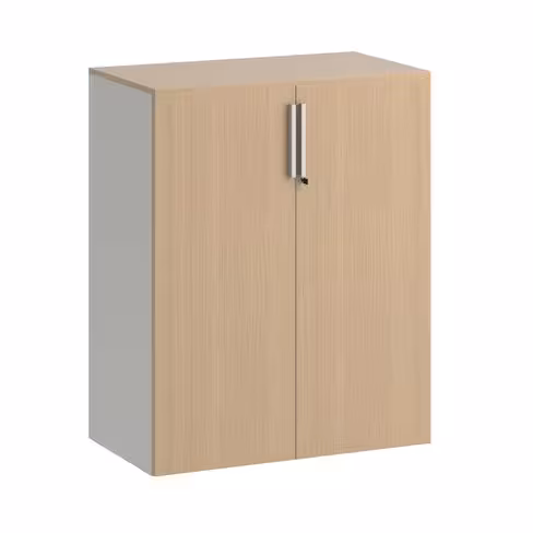 Armoire métallique mélaminé Fusion - h. 100 x l. 80 cm - 2 tablettes métal - portes battantes mélaminé - avec coiffe