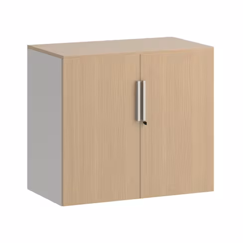 Armoire hauteur bureau métal mélaminé Fusion - l. 80 cm - 1 tablette métal - portes battantes mélaminé - avec coiffe