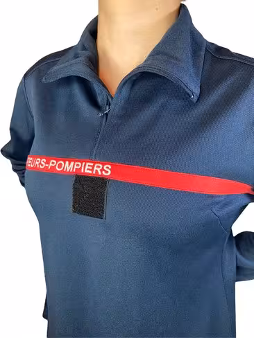 Polo sapeur-pompier femme type C manches longues - bleu marine - label sécurité civile française