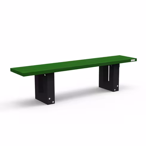 Banquette public Londura - lattes plastique recyclé - l. 180 cm - pieds noir - coloris Pigmentek