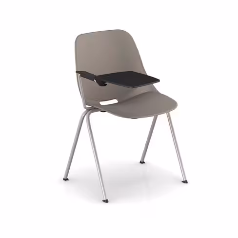 Fauteuil 4 pieds Bakea - polypropylène - tablette écritoire intégrée - piét. époxy - empilable et accrochable - lot de 3