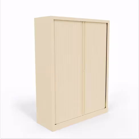 Armoire métallique Etic - h. 161 x l. 120 cm - 3 tablettes - unicolore - fermeture rideaux