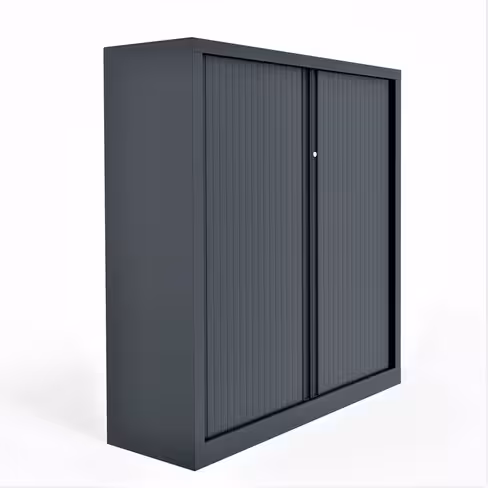 Armoire métallique Etic - h. 136 x l. 120 cm - 3 tablettes - unicolore - fermeture rideaux