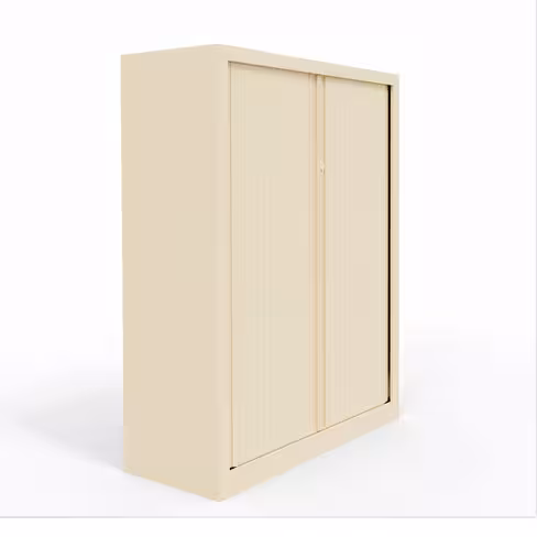 Armoire métallique Etic - h. 136 x l. 100 cm - 3 tablettes - unicolore - fermeture rideaux
