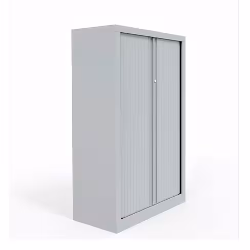 Armoire métallique Etic - h. 136 x l. 80 cm - 3 tablettes - unicolore - fermeture rideaux