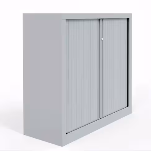 Armoire métallique Etic - h. 100 x l. 100 cm - 2 tablettes - unicolore - fermeture rideaux