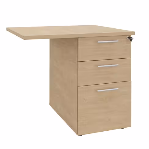 Retour pour bureau Majesty - sur caisson 2 tiroirs plats + 1 tiroir dossiers suspendus - l. 80 x pr. 60 cm