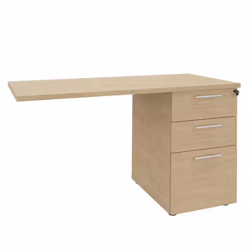 Retour pour bureau Majesty - sur caisson 2 tiroirs plats + 1 tiroir dossiers suspendus - l. 120 x pr. 60 cm