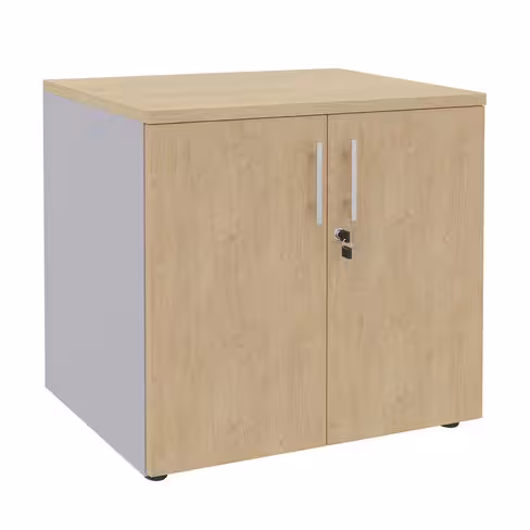 Armoire hauteur bureau mélaminé Majesty - l. 80 cm - 1 tablette métal - portes battantes
