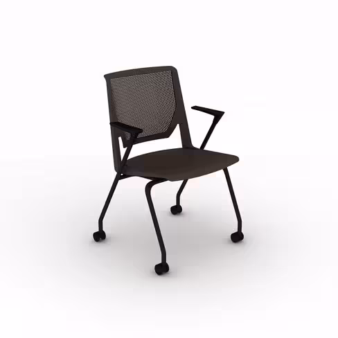 Fauteuil 4 pieds Véry - polypropylène - avec inclinaison du dossier - piétement époxy sur roulettes