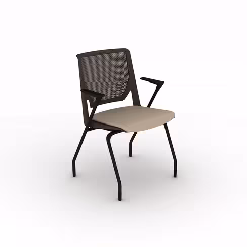 Fauteuil 4 pieds Véry - assise tissu - dossier polypropylène avec inclinaison - piétement époxy