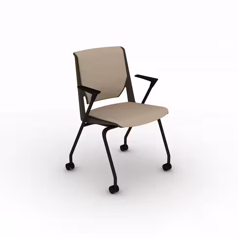 Fauteuil 4 pieds Véry - tissu - avec inclinaison du dossier - piétement époxy sur roulettes