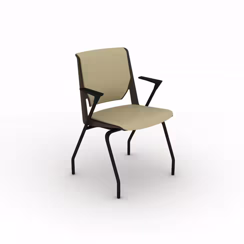 Fauteuil 4 pieds Véry - cuir - avec inclinaison du dossier - piétement époxy