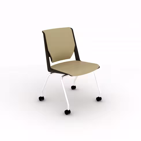 Chaise 4 pieds Véry - cuir - avec inclinaison du dossier - piétement chrome sur roulettes