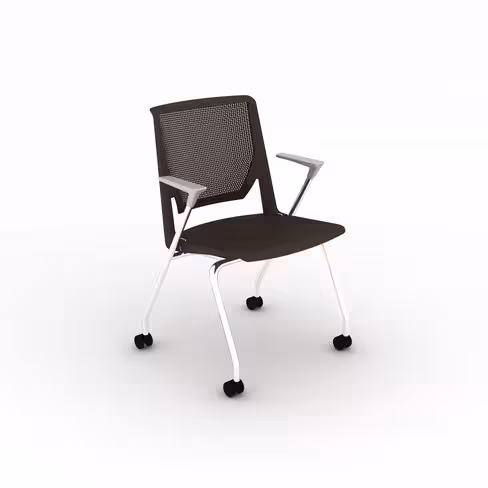 Fauteuil 4 pieds Véry - polypropylène - avec inclinaison du dossier - piétement chrome sur roulettes