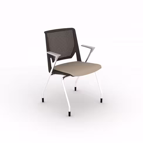 Fauteuil 4 pieds Véry - assise tissu - dossier polypropylène avec inclinaison - piétement chrome
