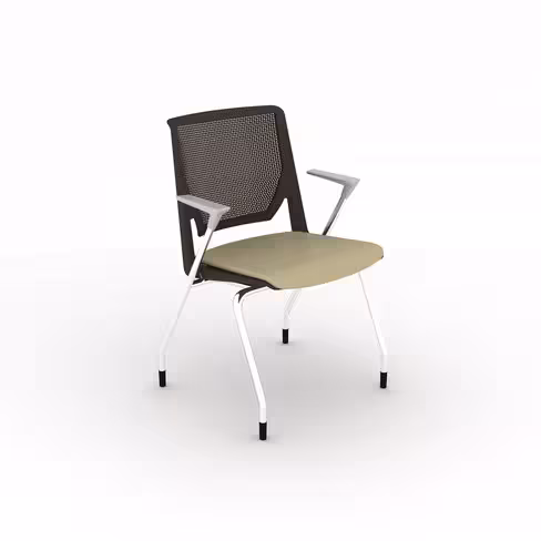 Fauteuil 4 pieds Véry - assise cuir - dossier polypropylène avec inclinaison - piétement chrome