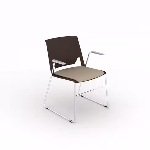 Fauteuil traineau Véry - assise tissu - dossier polypropylène - piétement chrome