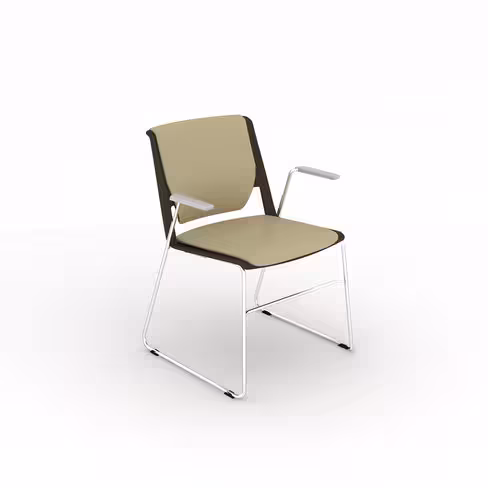 Fauteuil traineau Véry - cuir - piétement chrome