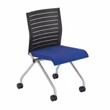 Chaise pliante Please - assise tissu - dossier polypropylène - piétement sur roulettes