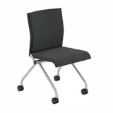 Chaise pliante Please - assise et dossier tissu - piétement sur roulettes