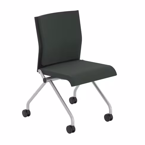 Chaise pliante Please - assise et dossier tissu - piétement sur roulettes