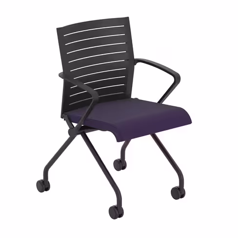 Fauteuil pliant Please - assise tissu - dossier polypropylène - piétement sur roulettes