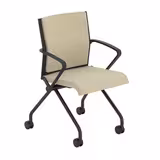 Fauteuil pliant Please - assise et dossier tissu - piétement sur roulettes