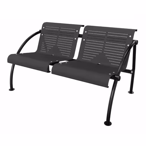 Banquette 2 places avec accoudoirs Crick - métal - piétement époxy - avec accoudoirs d'extrémité